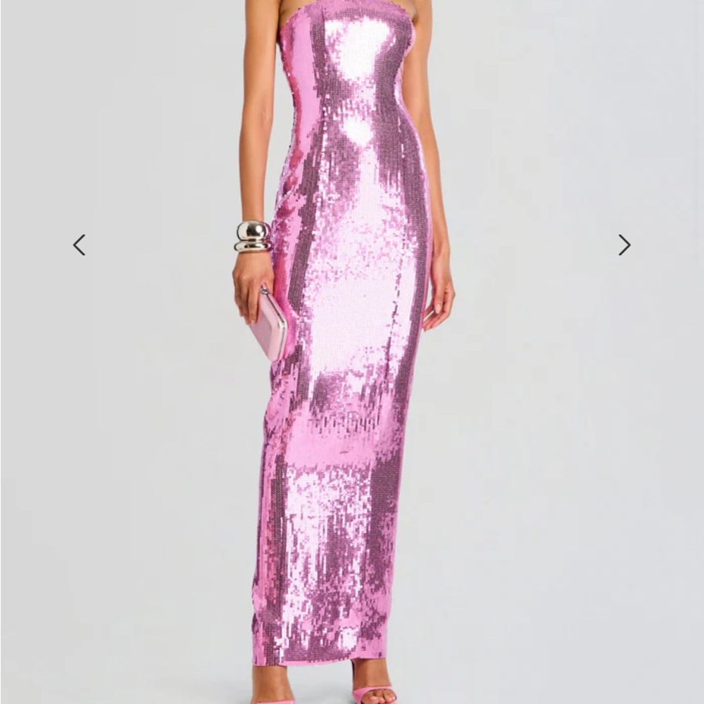 Pink Sequin Strapless Gown
